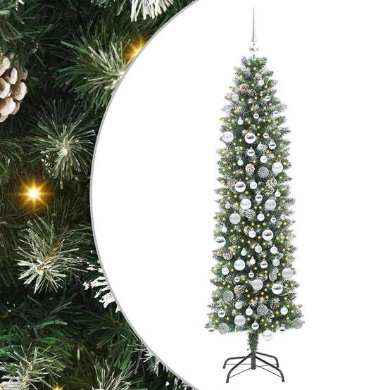 Vidaxl - Arbre de Noël artificiel slim Vert et blanc 180 cm vidaXL 3395298 - Image 2