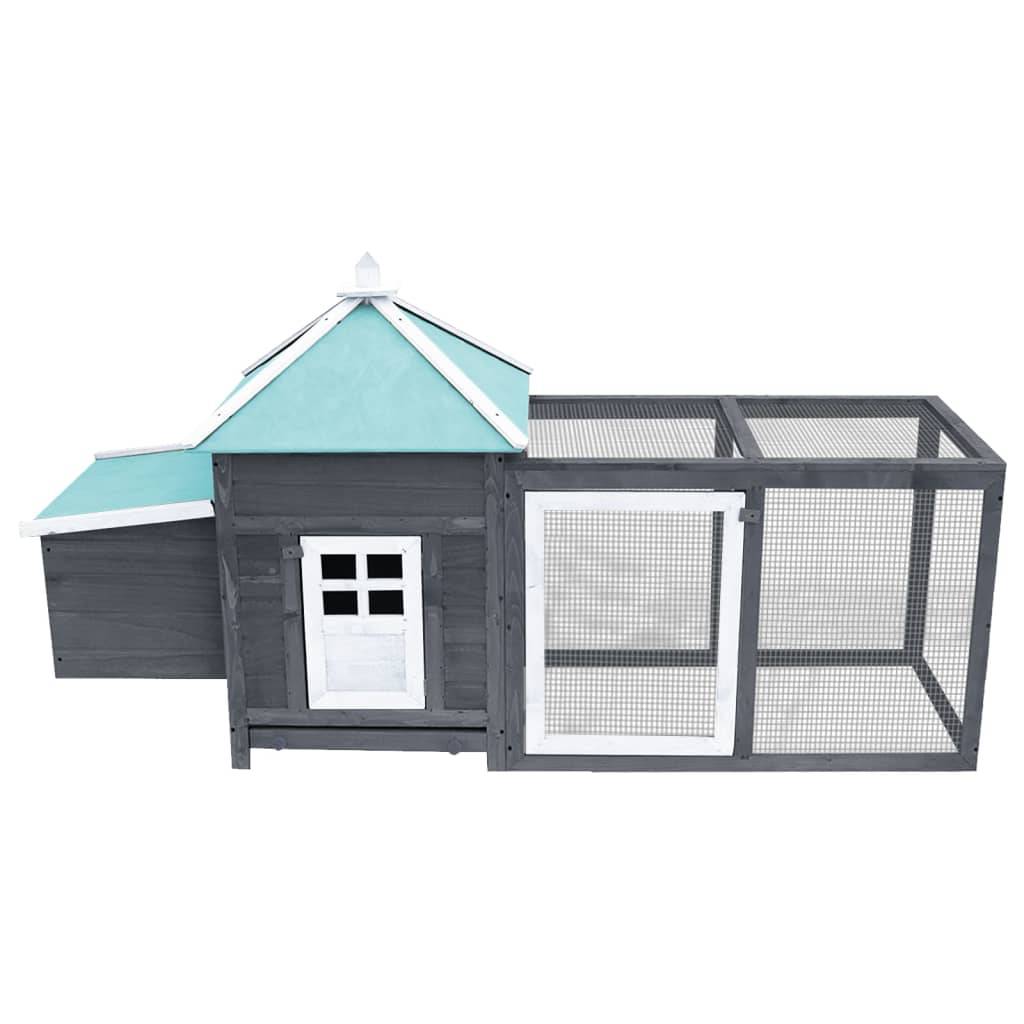 Helloshop26 - Poulailler avec nichoir gris 193 x 68 x 104 cm bois de sapin massif - Imagen 2