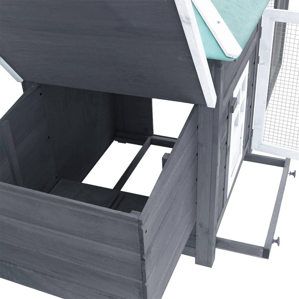Helloshop26 - Poulailler avec nichoir gris 193 x 68 x 104 cm bois de sapin massif - Imagen 5