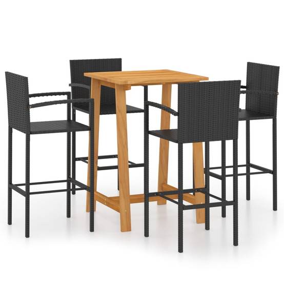 Helloshop26 - Ensemble de bar de jardin 5 pièces noir - Image 1