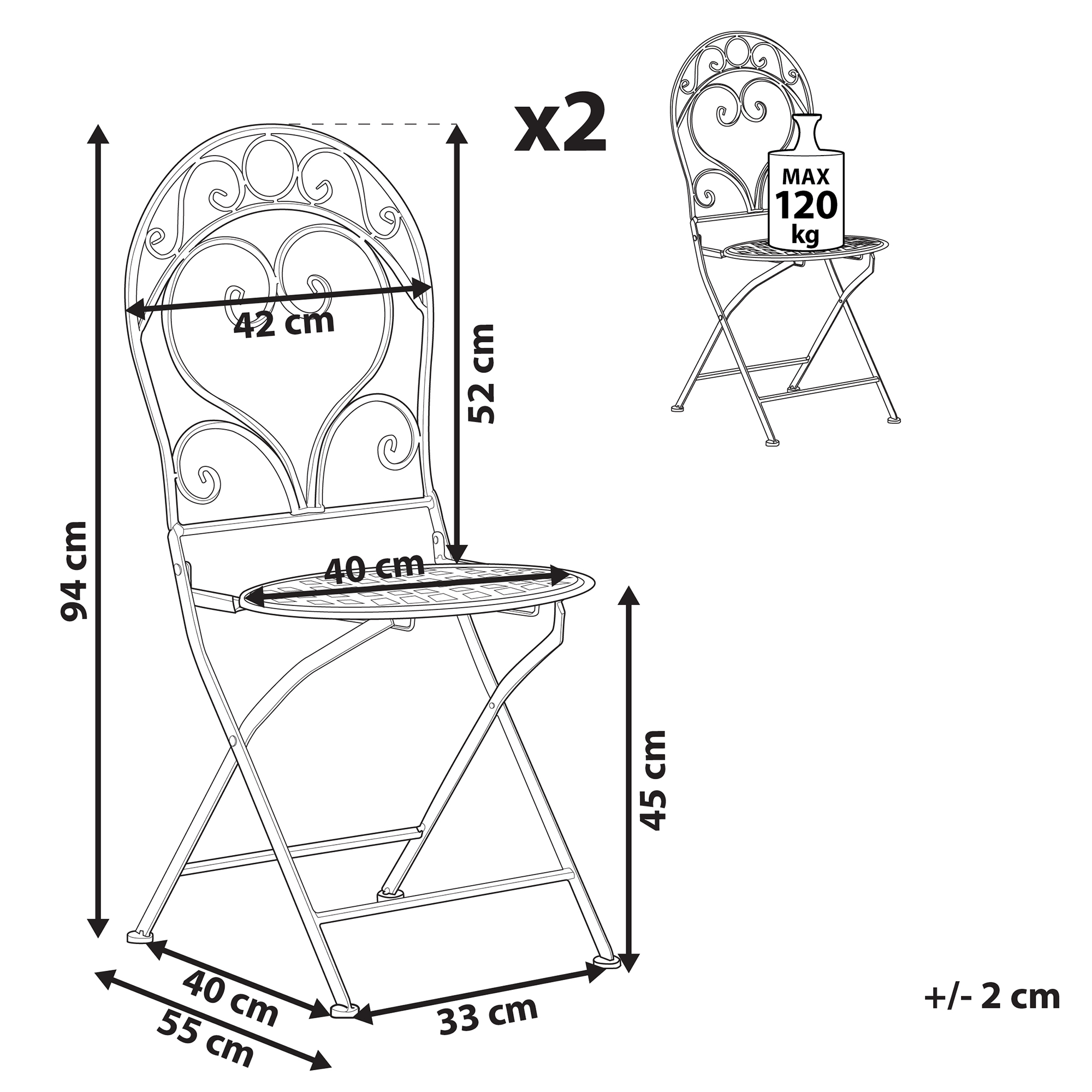 Beliani - Chaise de jardin Métal Vert ALBINIA - 42x55x94- Beliani - Image 1