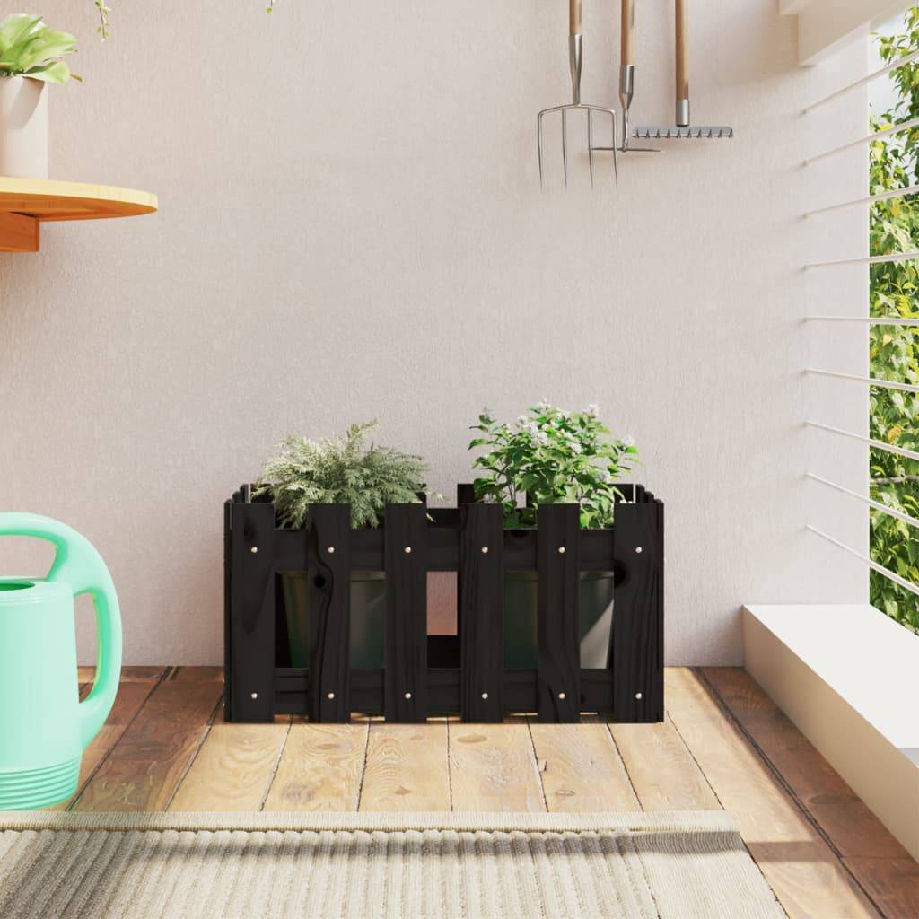 Vidaxl - Jardinière avec design de clôture noir 60x30x30 cm pin massif vidaXL 832469