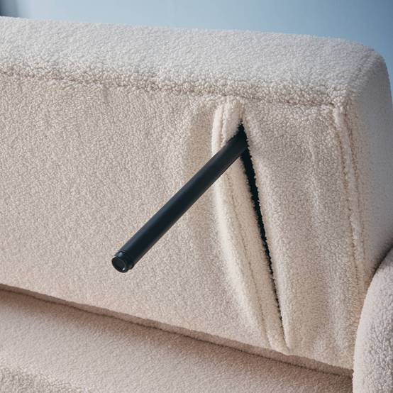 sweeek - Canapé convertible arrondi 2 places bouclette crème L 170 x P 90 x H 88cm - Lino | sweeek - Image 5