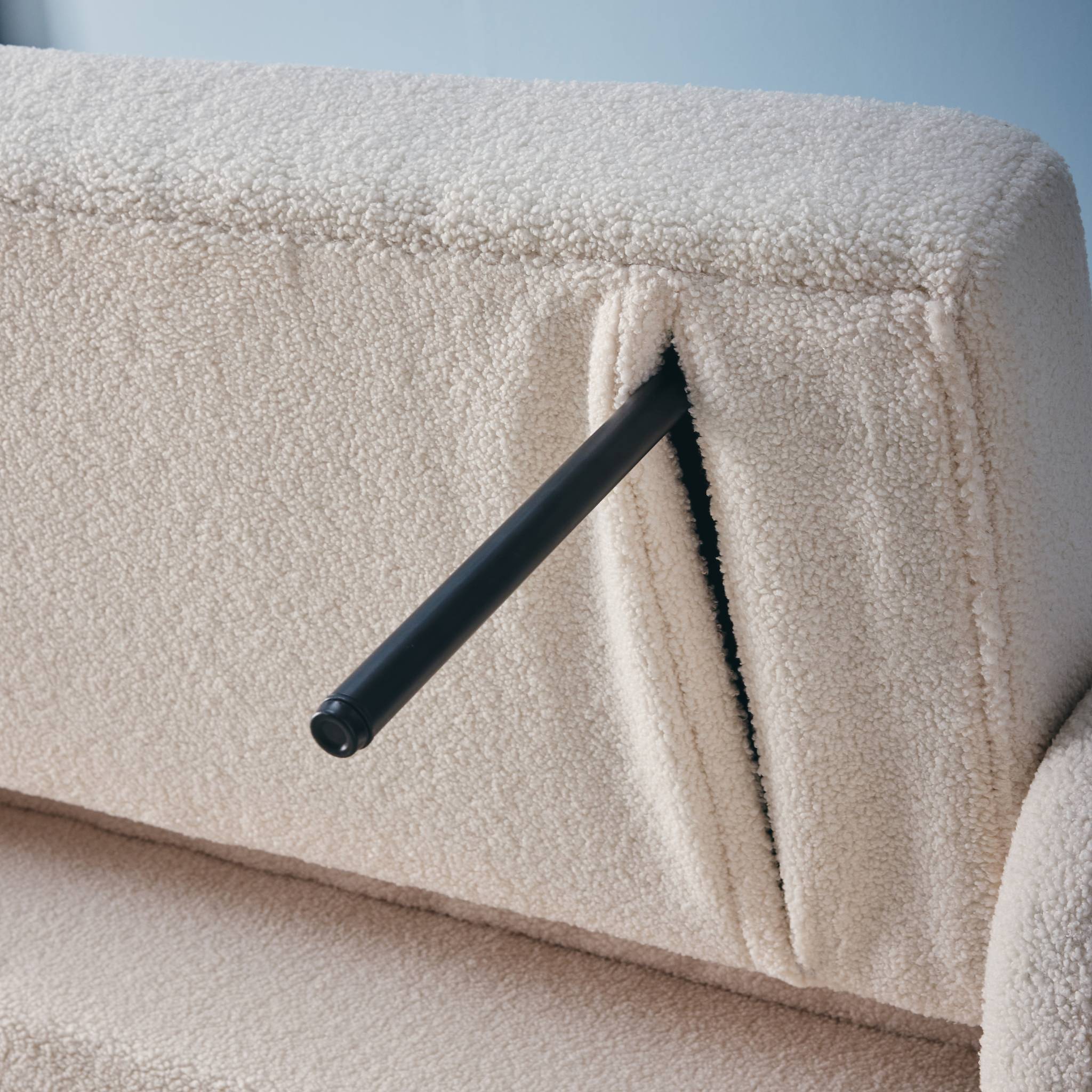 sweeek - Canapé convertible arrondi 2 places bouclette crème L 170 x P 90 x H 88cm - Lino  | sweeek - Image 5