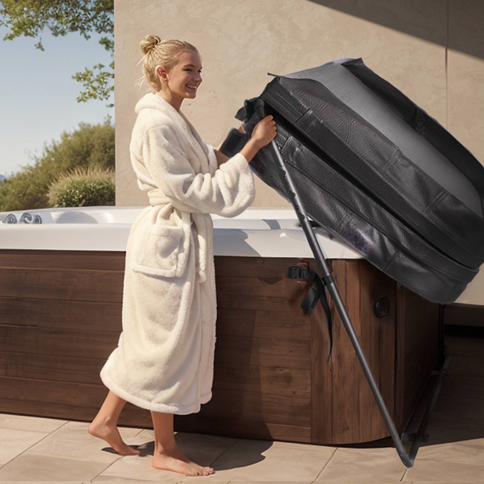 Vevor - VEVOR lève‑couvercle pour spa/baignoire balnéo, réglable 80–105 cm, largeur 135–235 cm, installation côté bas. - Image 8