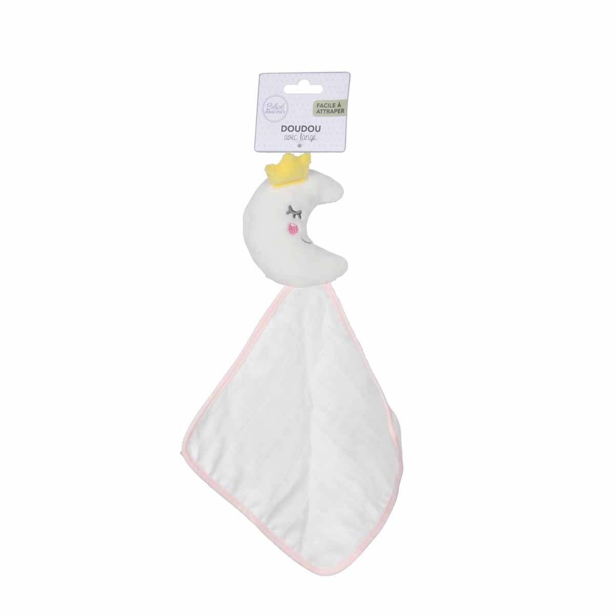 Doudou avec Lange "Lune" 18cm Rose - Image 2