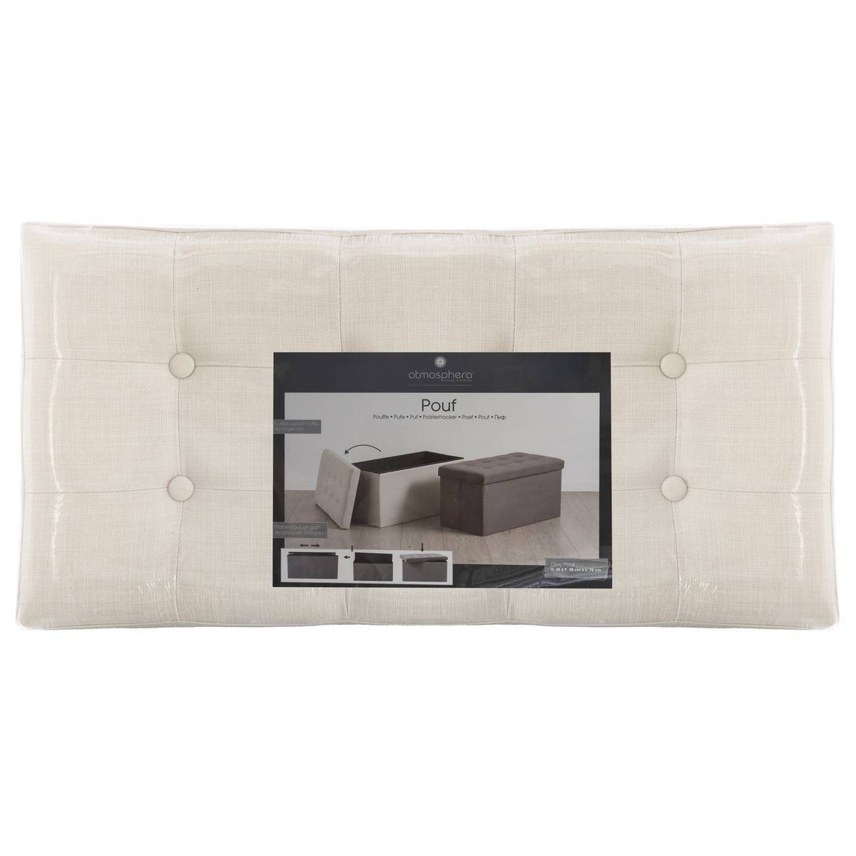 Atmosphera - Pouf pliant double "Lysandre" beige - Atmosphera Créateur d'intérieur - Image 5