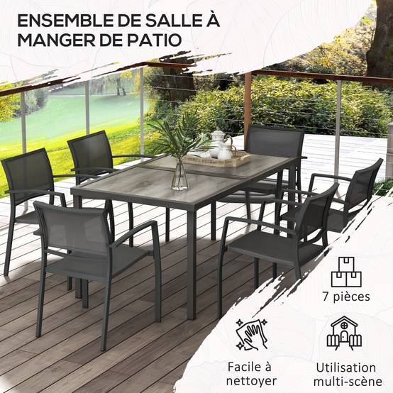 Salon de jardin métal et textilène gris foncé 150 x 87 x 72 cm - PANGIVO - Image 8