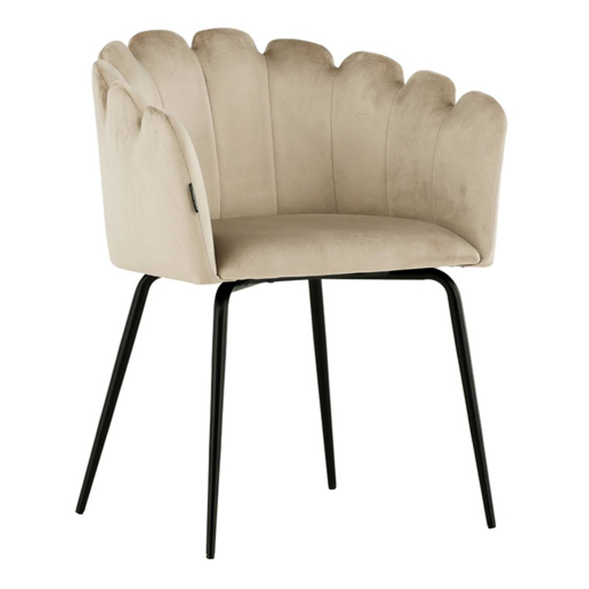 Paris Prix - Chaise en Velours "Limhamn" 76cm Beige - Image 1