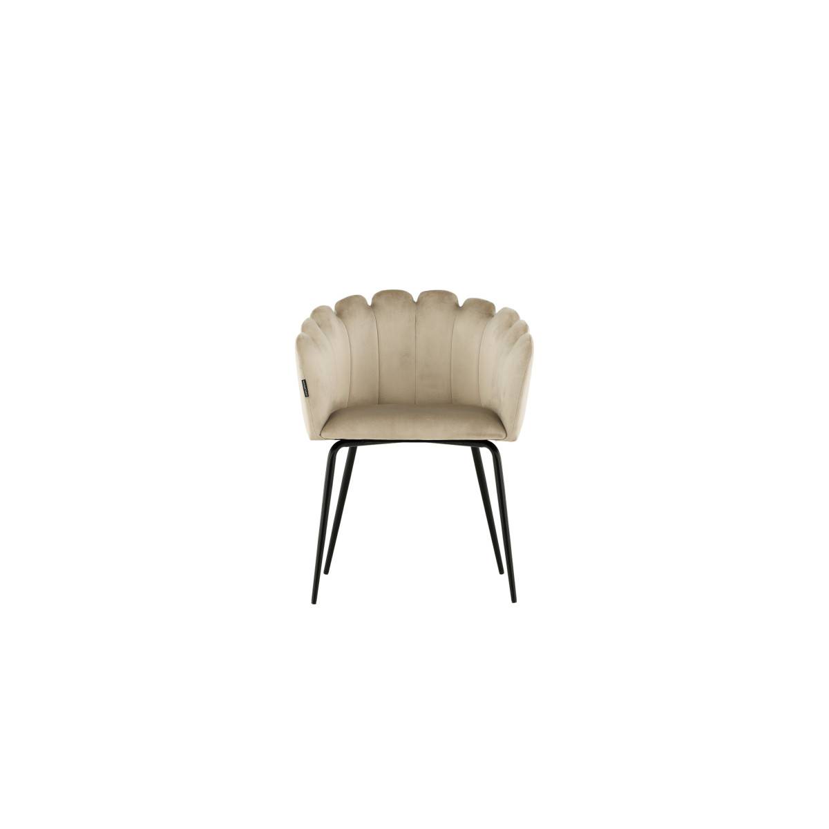 Paris Prix - Chaise en Velours "Limhamn" 76cm Beige - Image 3