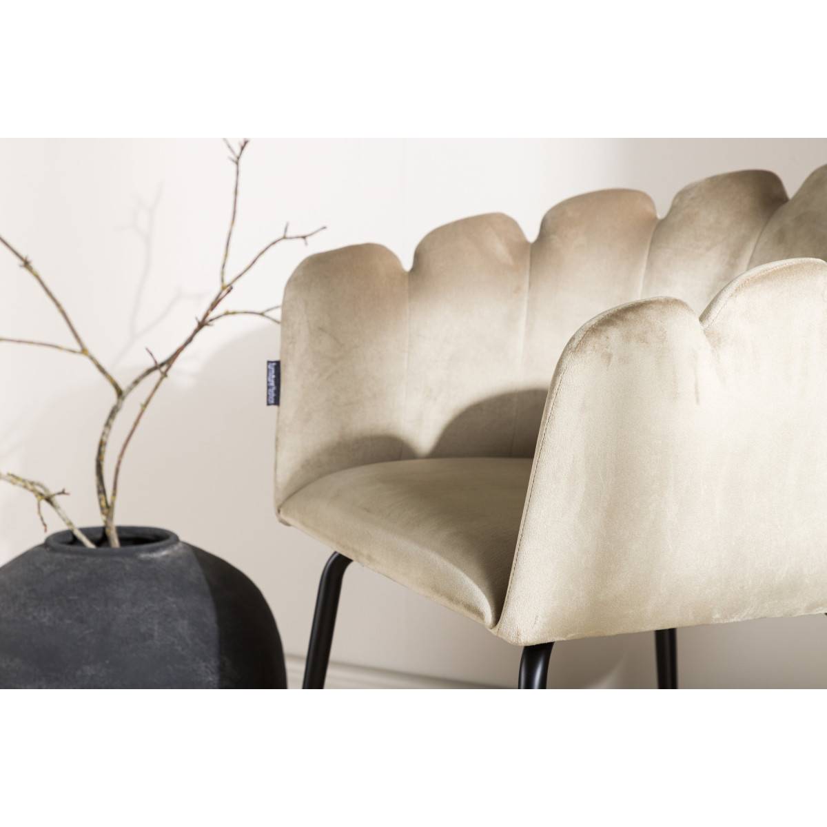 Paris Prix - Chaise en Velours "Limhamn" 76cm Beige - Image 9