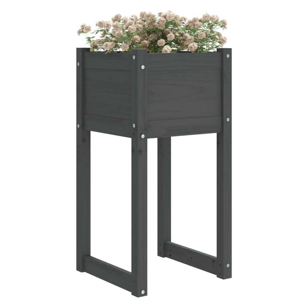 Jardinière - Bac à fleurs - Pot de fleurs Gris 40x40x81 cm Bois massif de pin - Image 3
