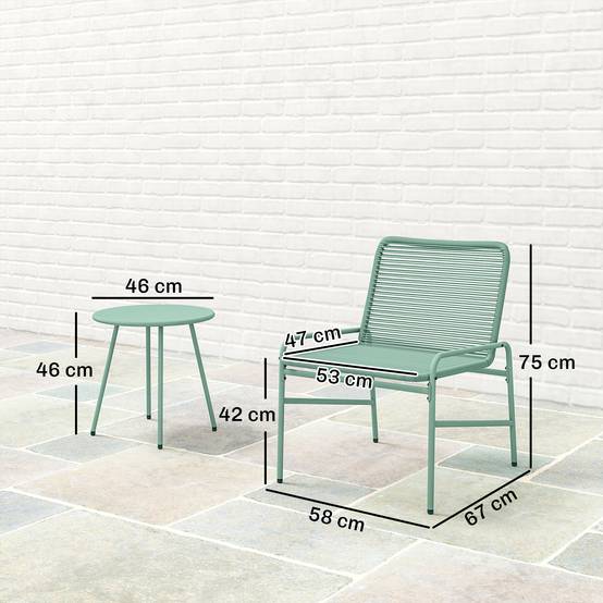Salon de Jardin Bistrot Résine Tressée Balcon Terrasse Table Chaises 67x58x75cm Vert - ComfortXL Outdoor Living - Image 5