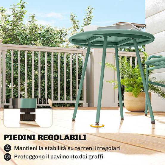 Salon de Jardin Bistrot Résine Tressée Balcon Terrasse Table Chaises 67x58x75cm Vert - ComfortXL Outdoor Living - Image 9