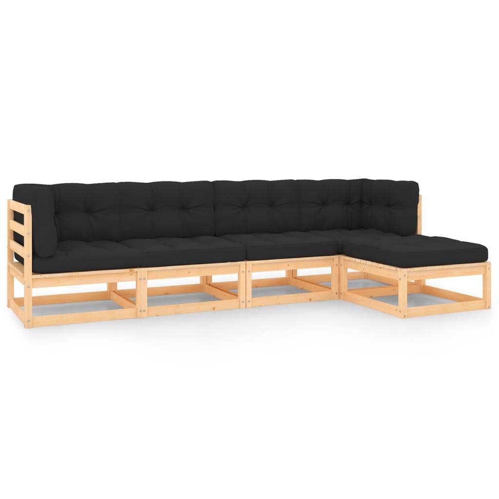 Helloshop26 - Salon de jardin meuble d'extérieur ensemble de mobilier 5 pièces avec coussins bois de pin massif - Imagen 1