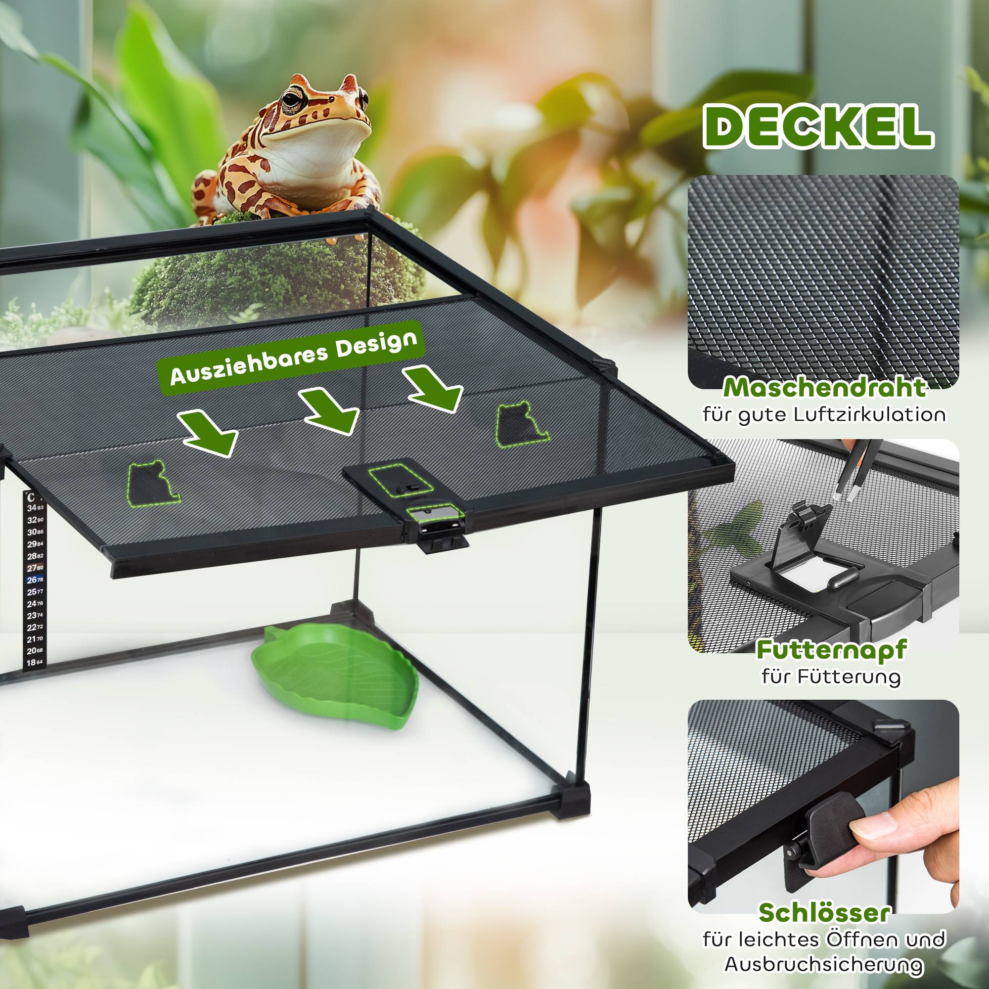 ComfortXL - Terrarium Verre Reptiles Tortue Serpent Ventilation 50x30x35cm Noir - ComfortXL Pet Living - Image 5