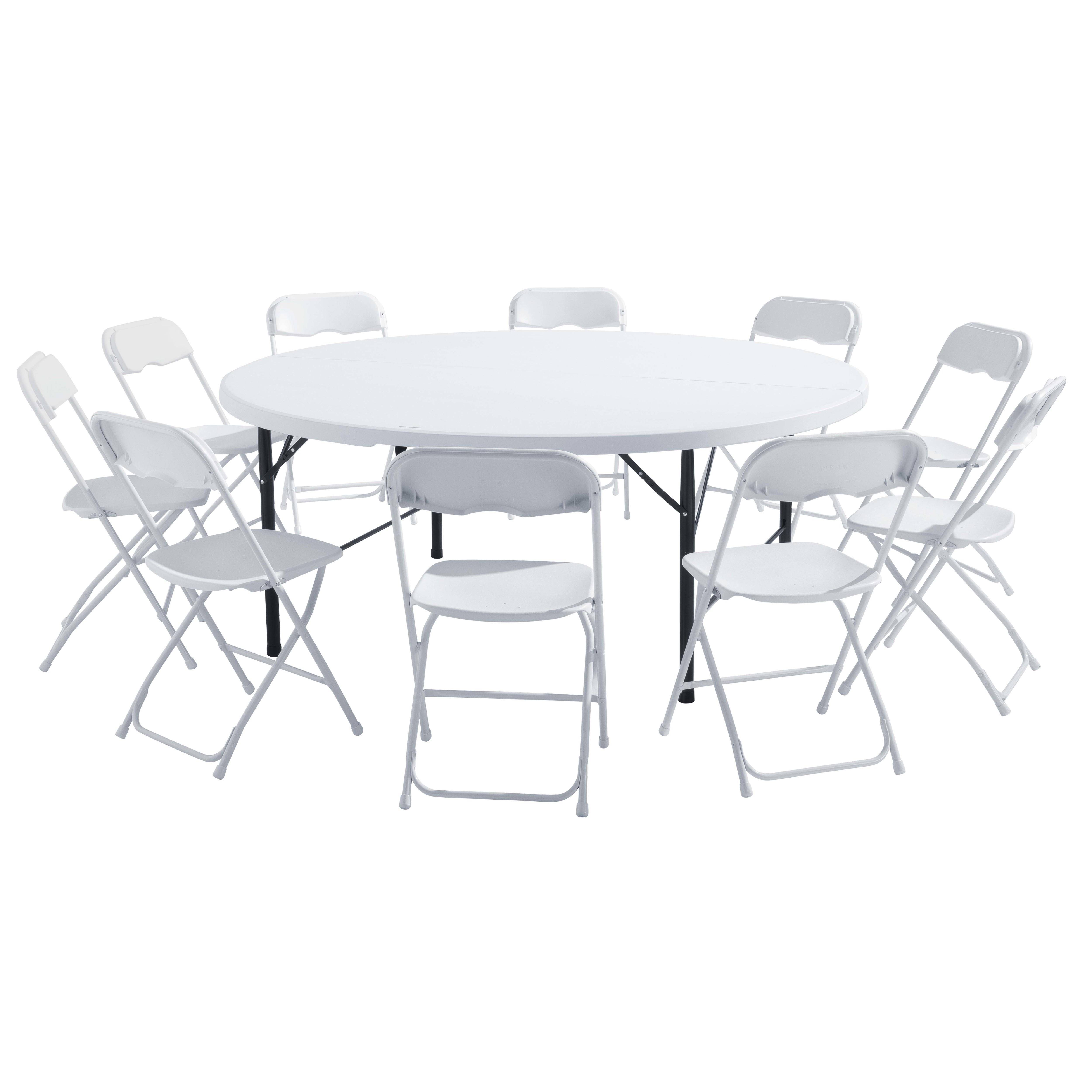 Oviala - Ensemble table ronde et 8 chaises pliantes REKKEM - Oviala - Imagen 1