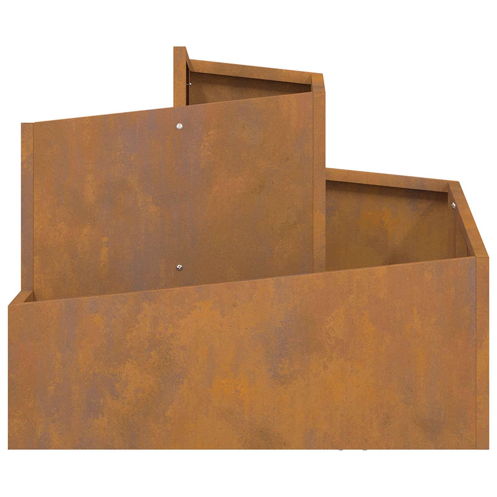Cache-pot | Bac à fleurs de jardin Marron 60 x 60 x 50 cm Acier patiné - Image 6
