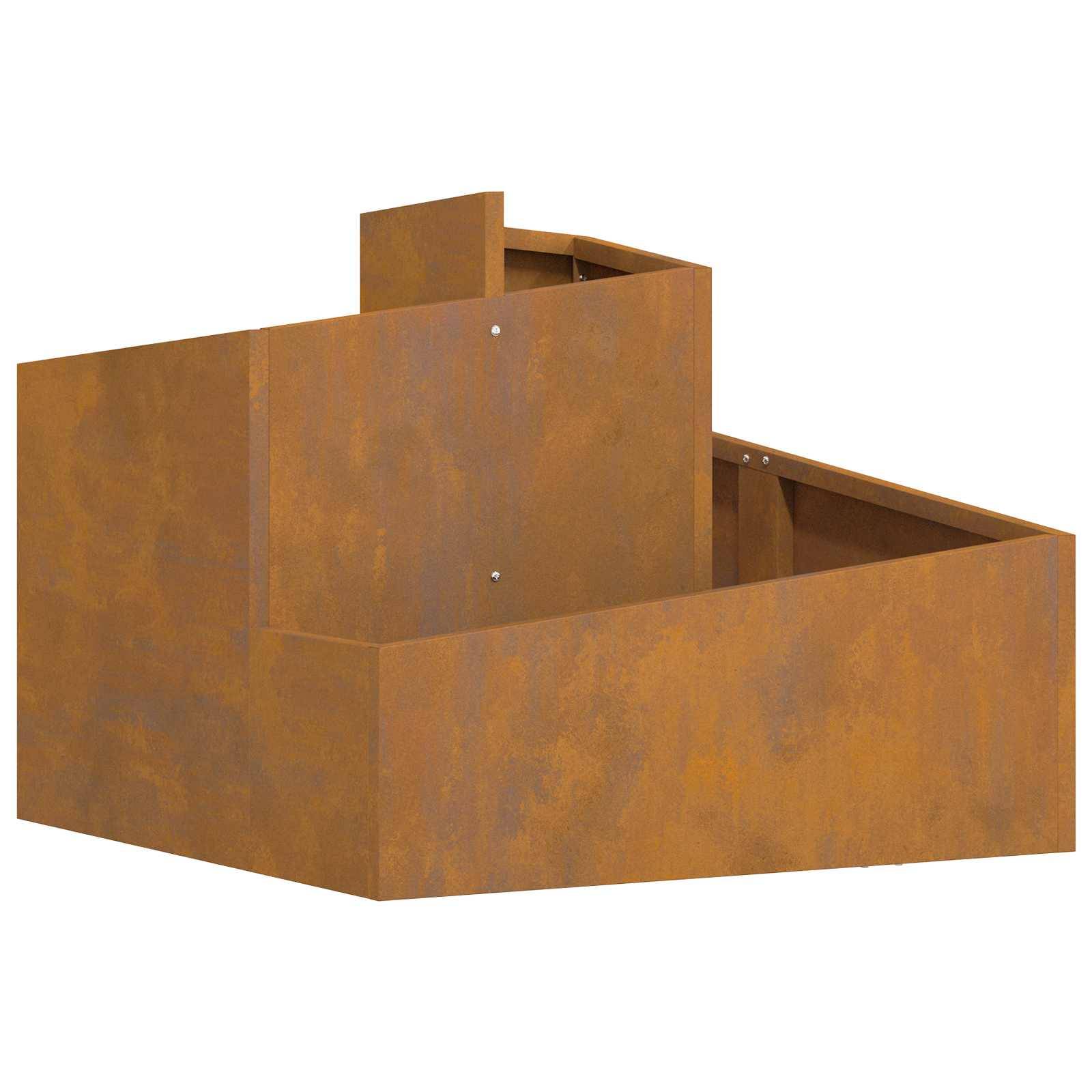 Cache-pot | Bac à fleurs de jardin Marron 60 x 60 x 50 cm Acier patiné - Image 1