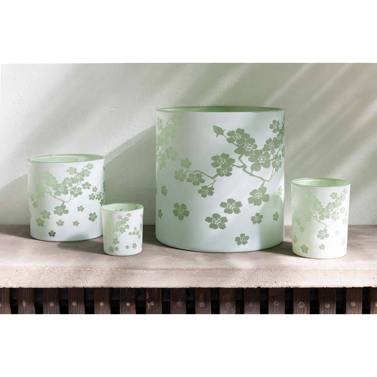 Photophore Design en Verre "Fleurs" 24cm Vert - Image 4