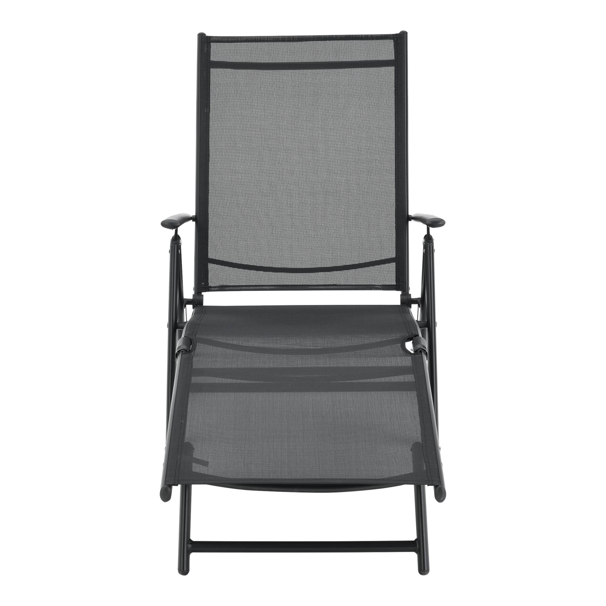 Transat Alborea Inclinable 160° Bain de Soleil avec Accoudoirs 150 x 65 x 86 cm Noir [en.casa] - Image 5