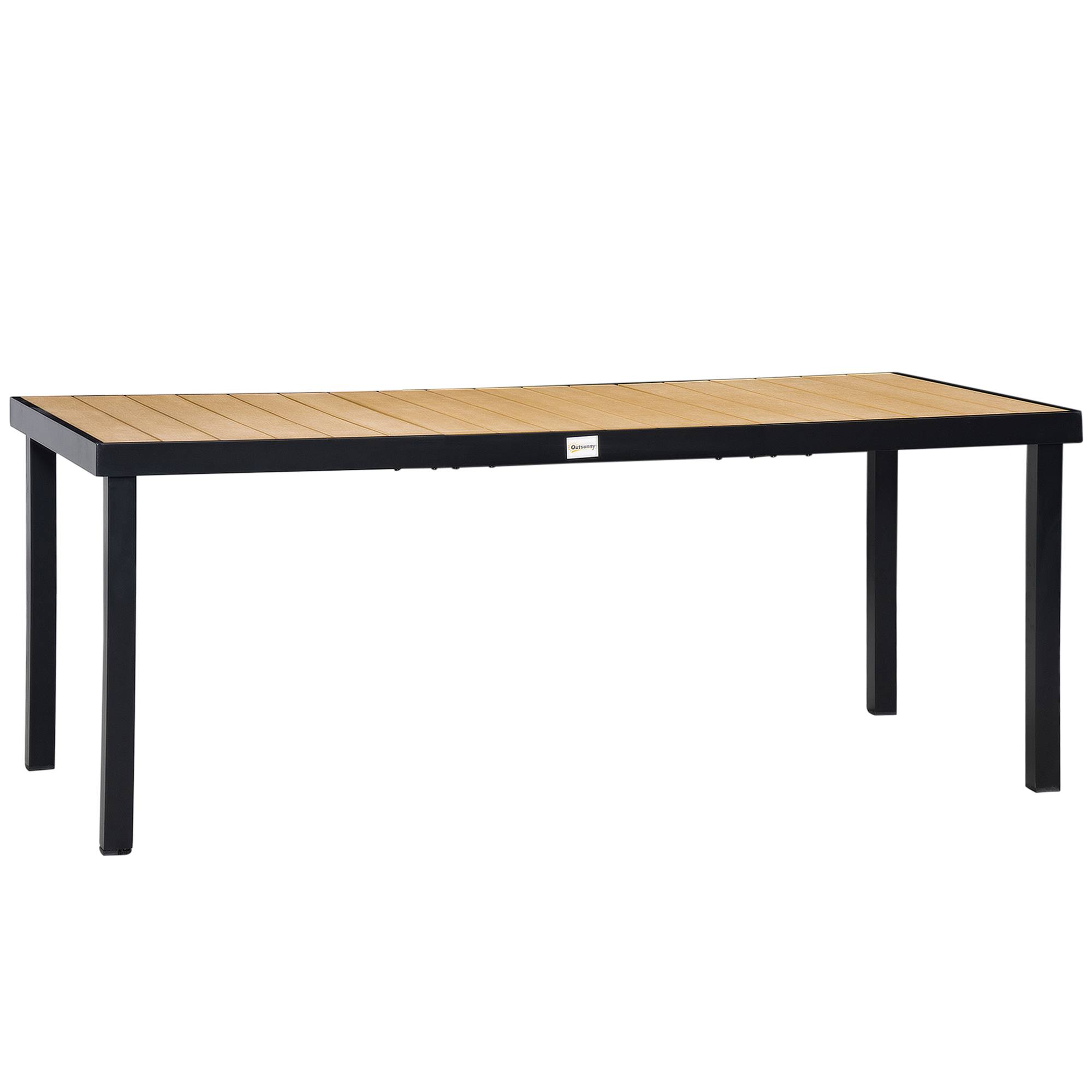 Table de jardin pour 8 personnes, aluminium, bois naturel et noir, 190 x 90 x 74 cm - PANGIVO - Image 1