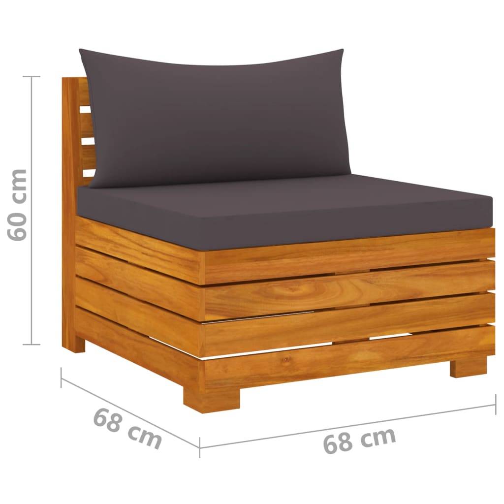 Helloshop26 - Salon de jardin meuble d'extérieur ensemble de mobilier 9 pièces avec coussins bois d'acacia solide - Imagen 6