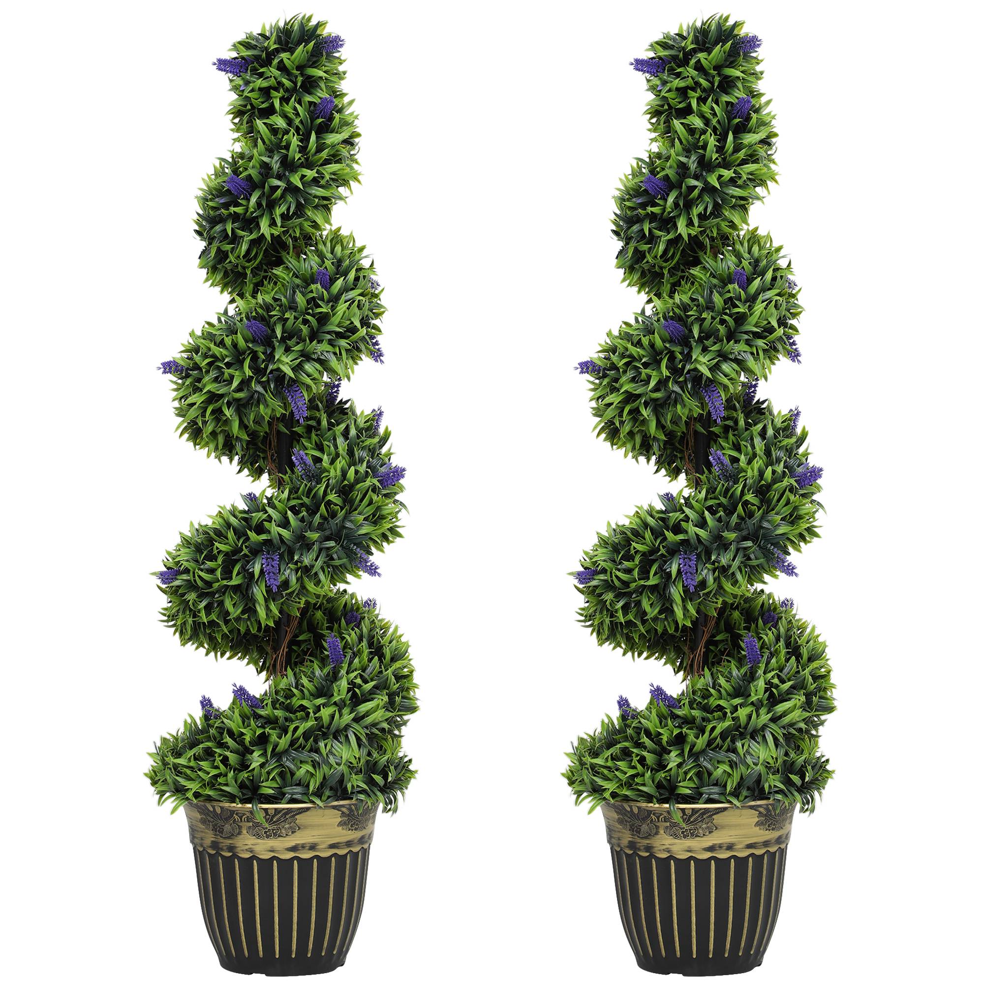 Lot 2 plants buis spiralés résistants UV lavande 115 cm vert bleu - Image 1