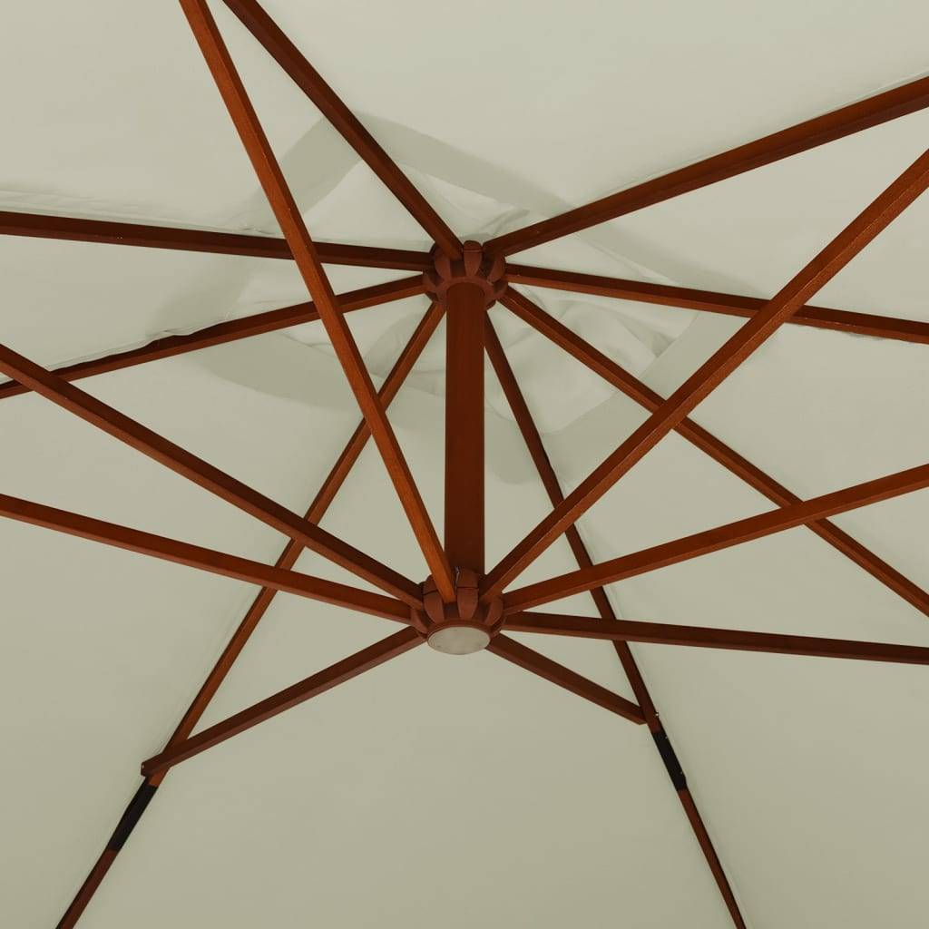 Helloshop26 - Parasol meuble de jardin en porte-à-fau x avec mât en bois 400 x 300 cm blanc sable - Imagen 5