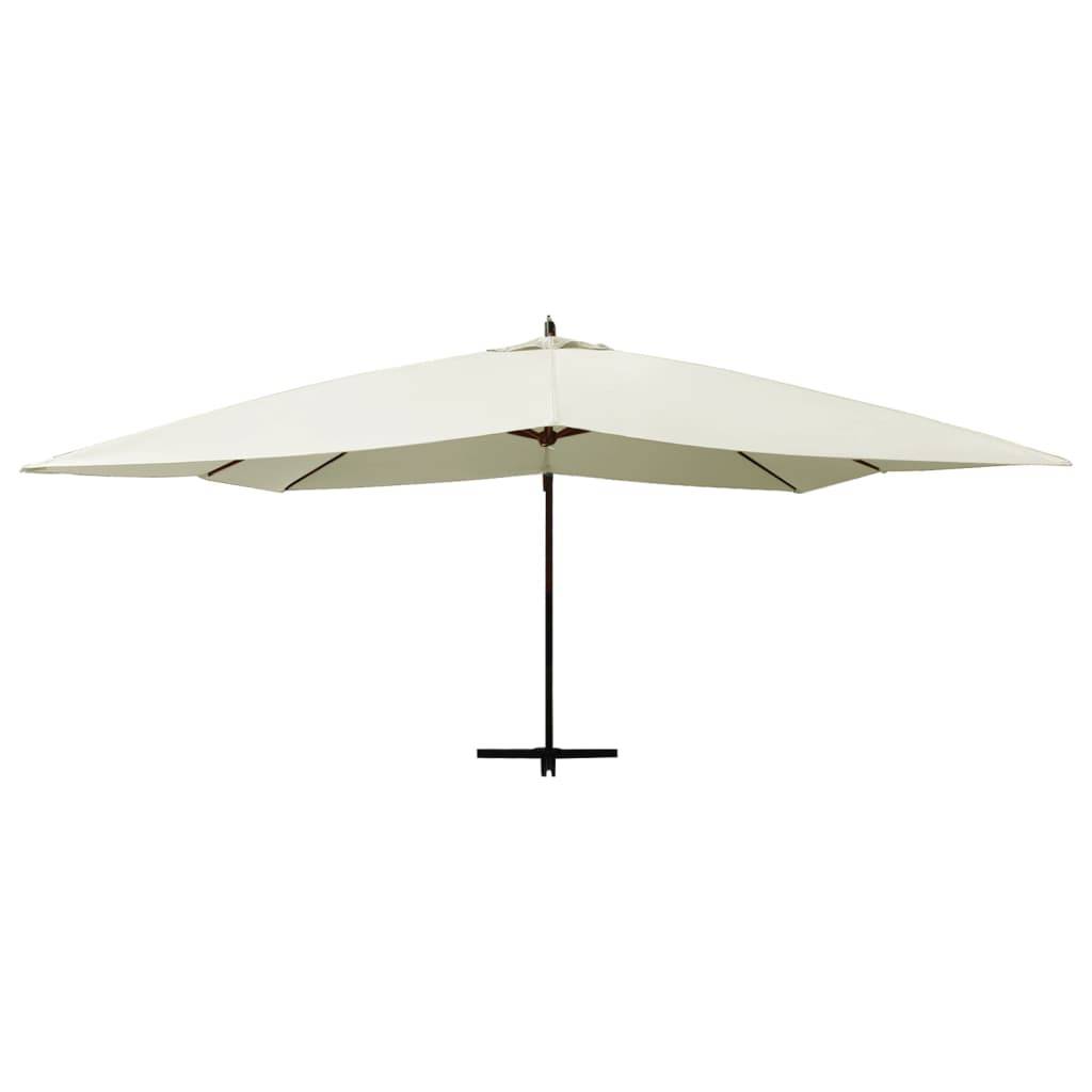 Helloshop26 - Parasol meuble de jardin en porte-à-fau x avec mât en bois 400 x 300 cm blanc sable - Imagen 3