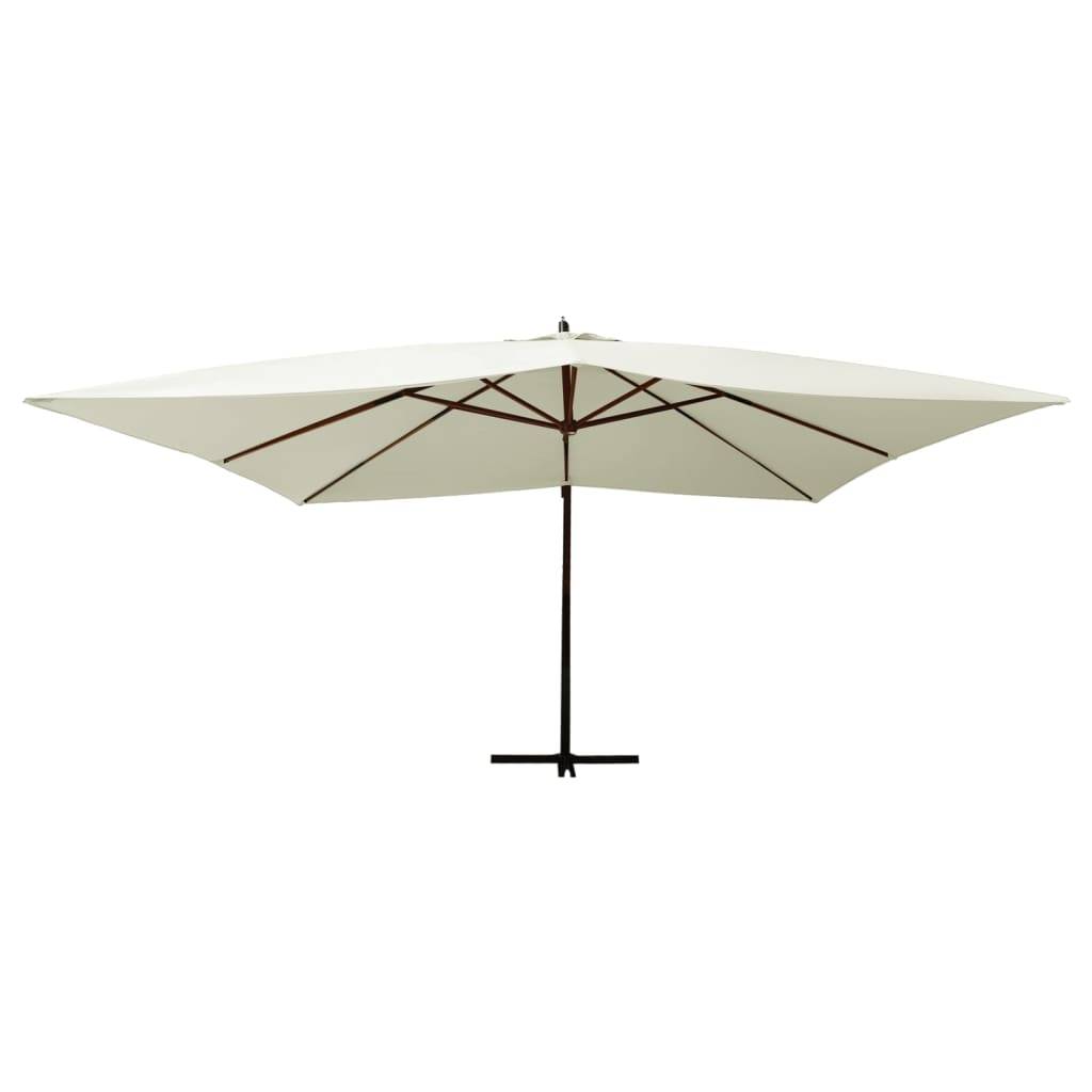 Helloshop26 - Parasol meuble de jardin en porte-à-fau x avec mât en bois 400 x 300 cm blanc sable - Imagen 2