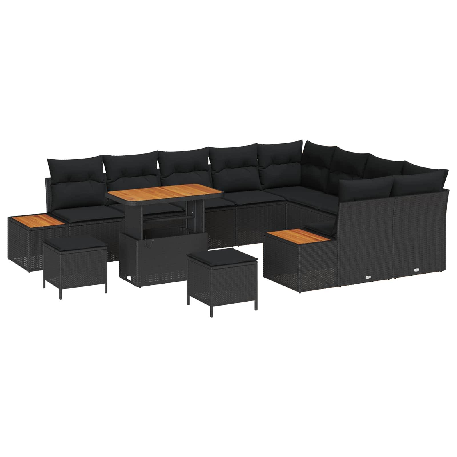 ComfortXL - Salon de Jardin 12pcs Noir Résine Tressée – Grand Canapé Modulable avec Rangement – ComfortXL Outdoor Living - Image 1