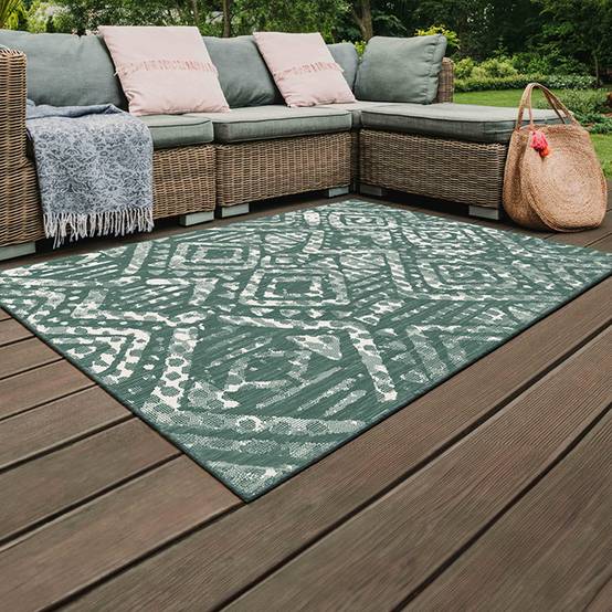 Oviala - Tapis d'extérieur en polypropylène 200 x 290 cm vert Kano - Oviala - Imagen 2