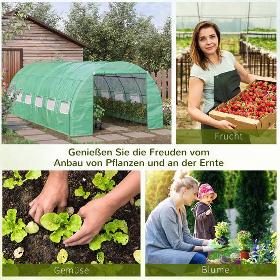 Polytunnel 6 x 3 x 2 m accessible, couvertures enroulables, tunnel, UV, tube acier, Vert - Image 8