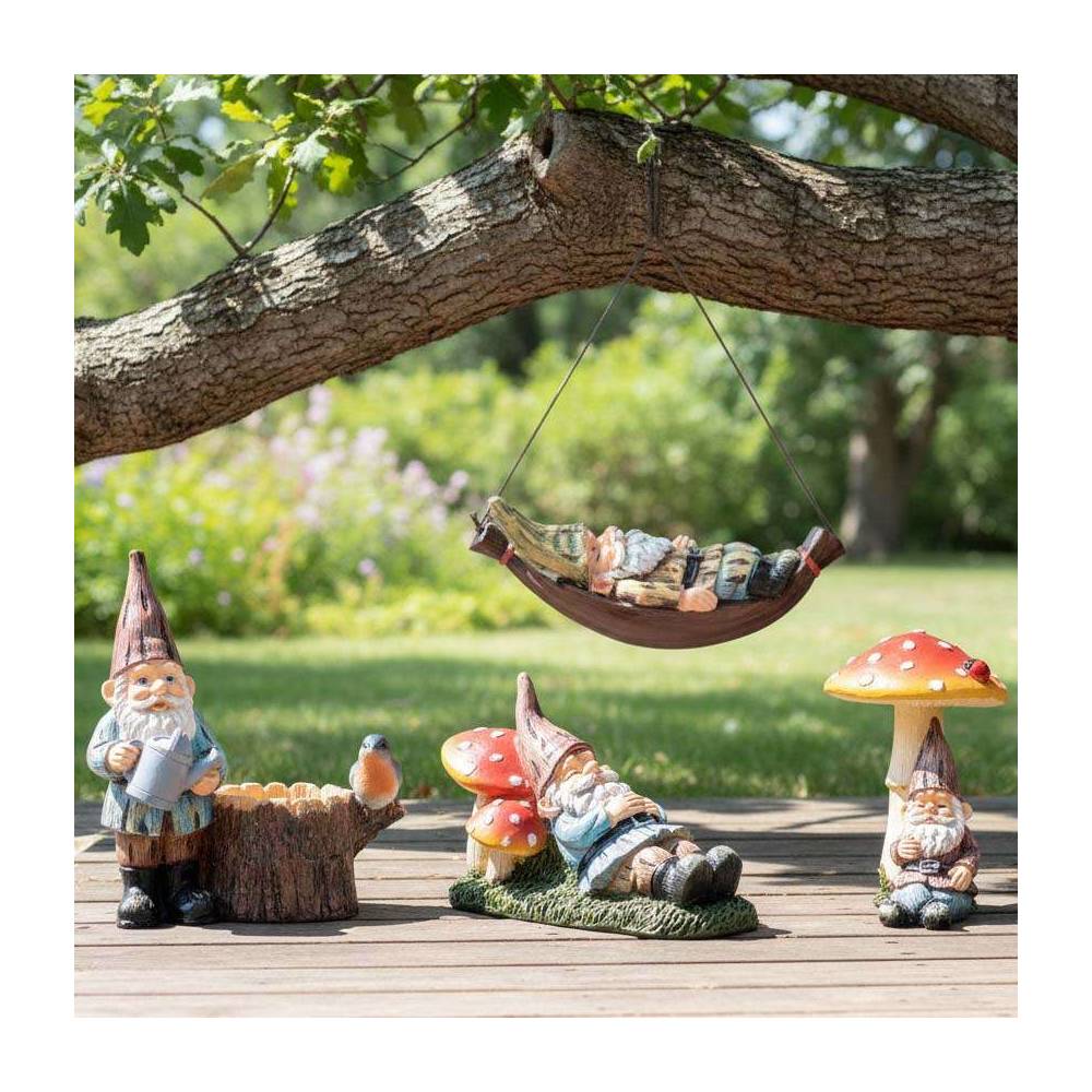 Sid - Mini nain de jardin en résine Allongé champignon - Imagen 2