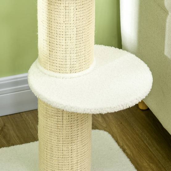 Arbre à chat 91 cm avec couchage intégré et plateforme en laine d'agneau couleur crème - Image 8