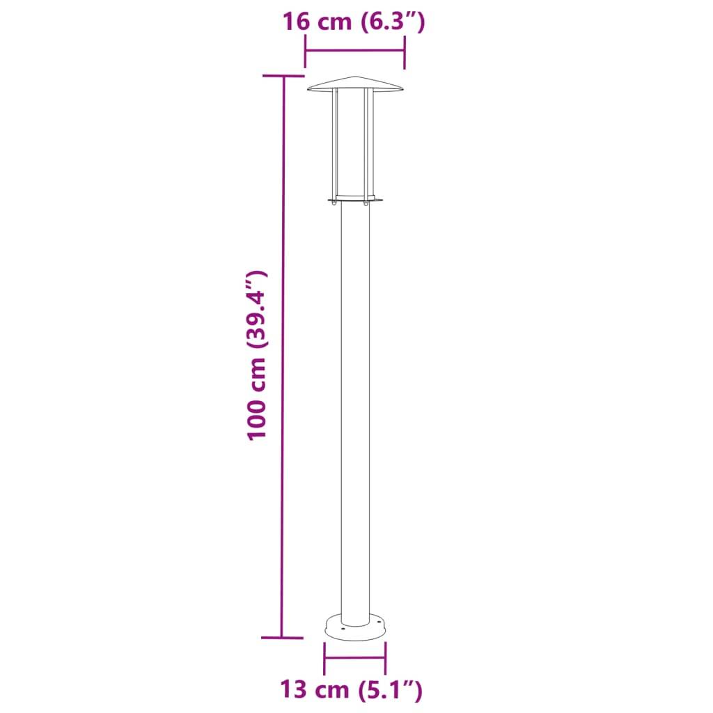 Lampadaire de jardin - Lampadaire d'extérieur noir 100 cm acier inoxydable-JU1060 - Image 7