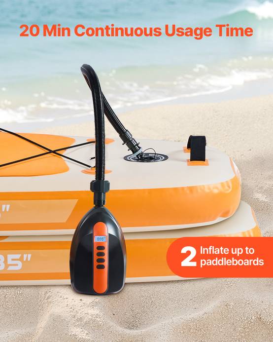 VEVOR Pompe air paddle 20 psi, allume-cigare, arrêt auto, 70 L/min, pour bateau, kayak, matelas. - Image 4