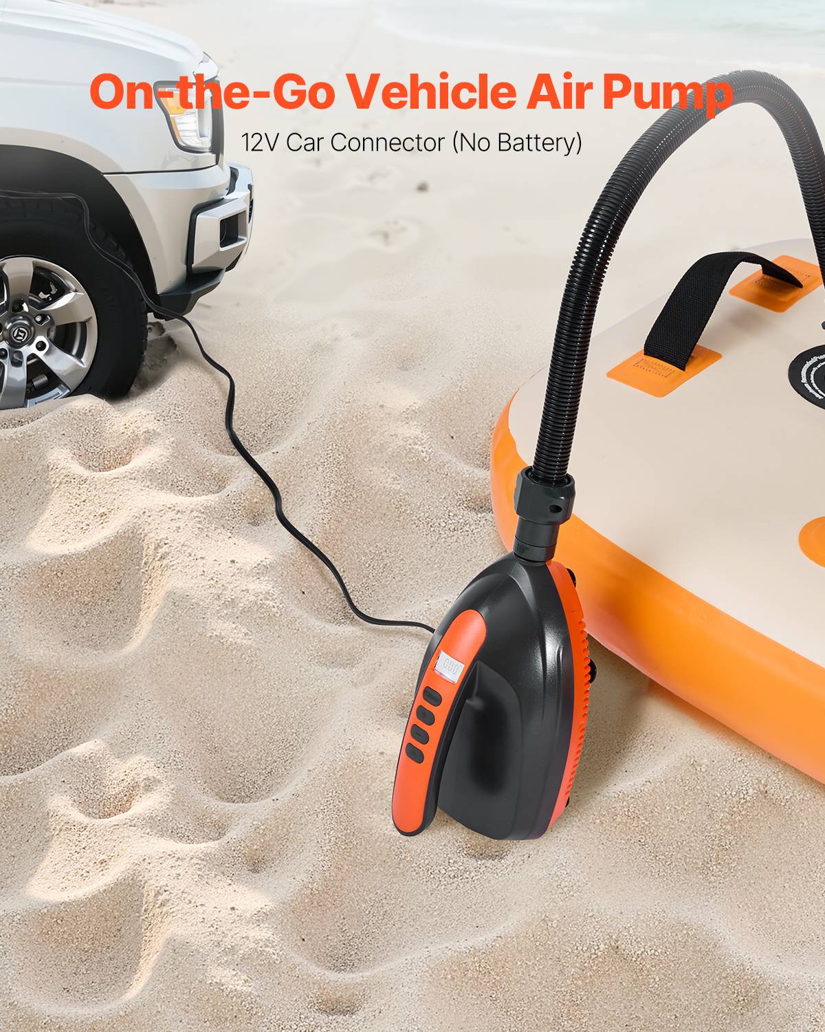 VEVOR Pompe air paddle 20 psi, allume-cigare, arrêt auto, 70 L/min, pour bateau, kayak, matelas. - Image 5