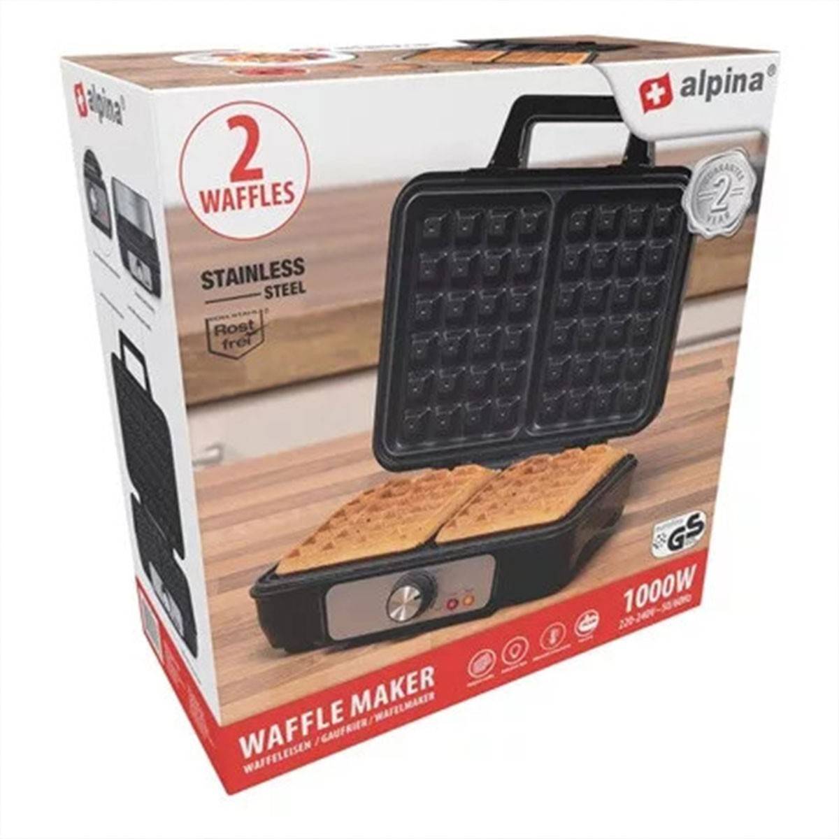 Alpina - Appareil à gaufres 1000W 2 Plaques Révetement Anti-adhésif ALPINA - Imagen 8