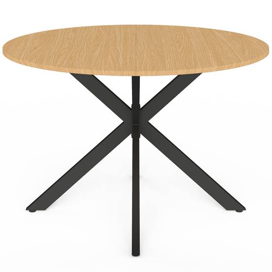 Table de jardin ronde MESSINA 120 cm 6 personnes pied araignée plateau métal effet bois - Image 3