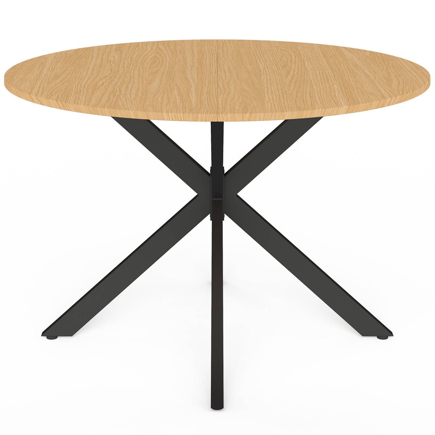 Table de jardin ronde MESSINA 120 cm 6 personnes pied araignée plateau métal effet bois - Image 3