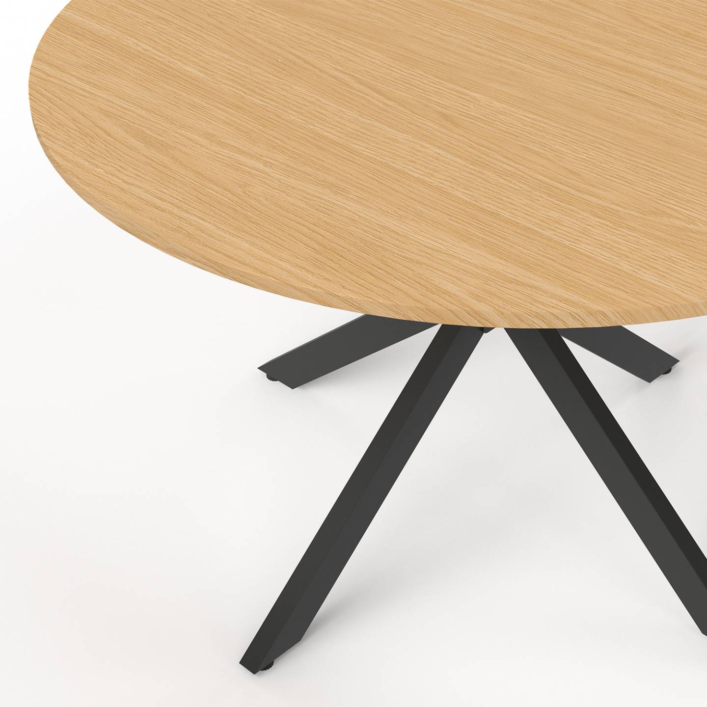 Table de jardin ronde MESSINA 120 cm 6 personnes pied araignée plateau métal effet bois - Image 6