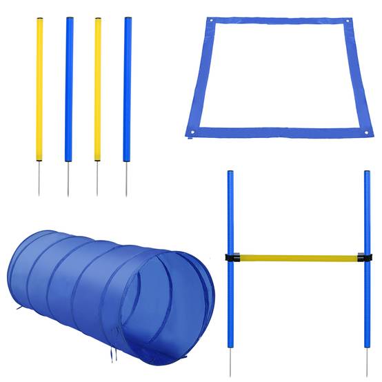 Kit d'agility pour chien polyester bleu jaune 148 x 60 x 60 cm - PANGIVO - Image 2