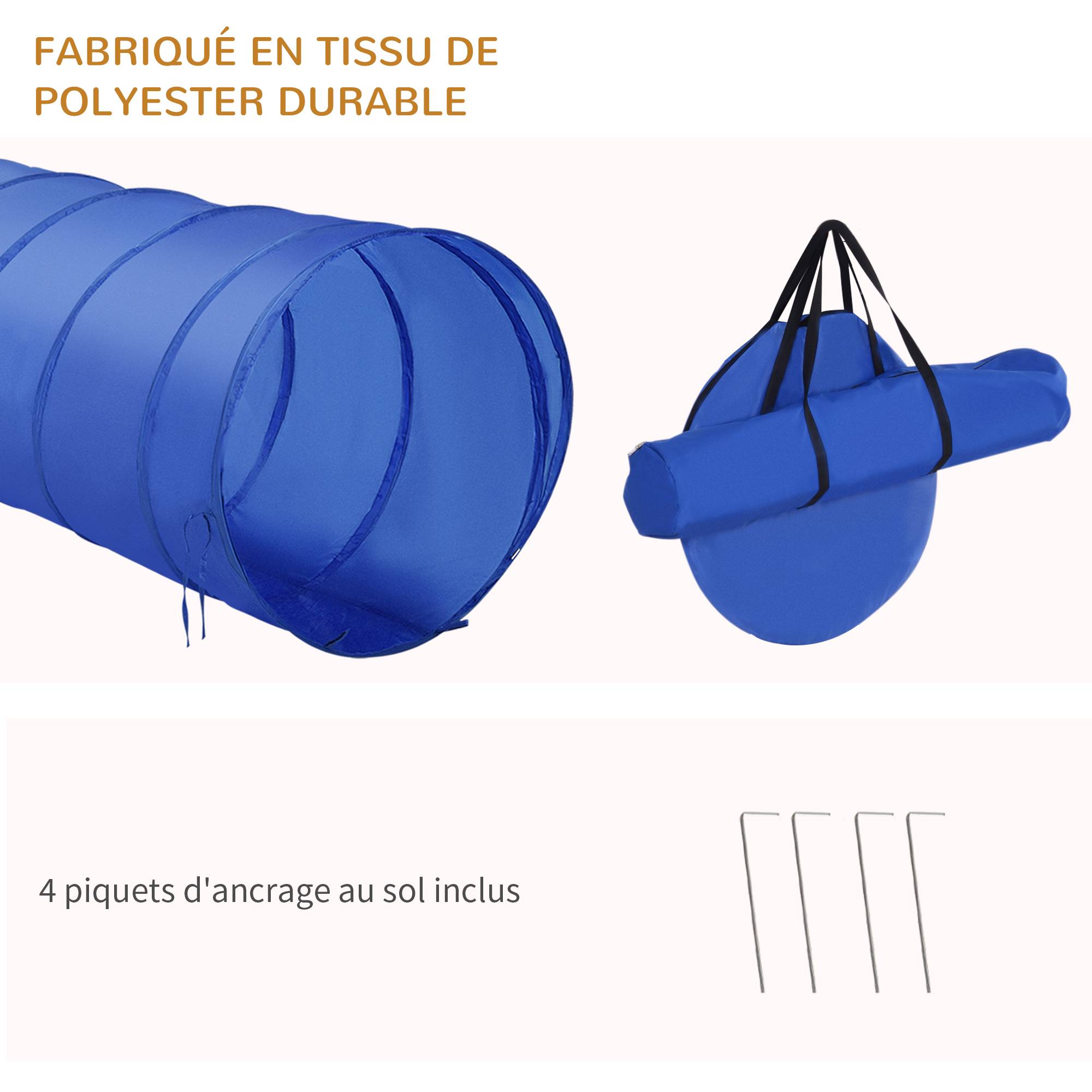Kit d'agility pour chien polyester bleu jaune 148 x 60 x 60 cm - PANGIVO - Image 7