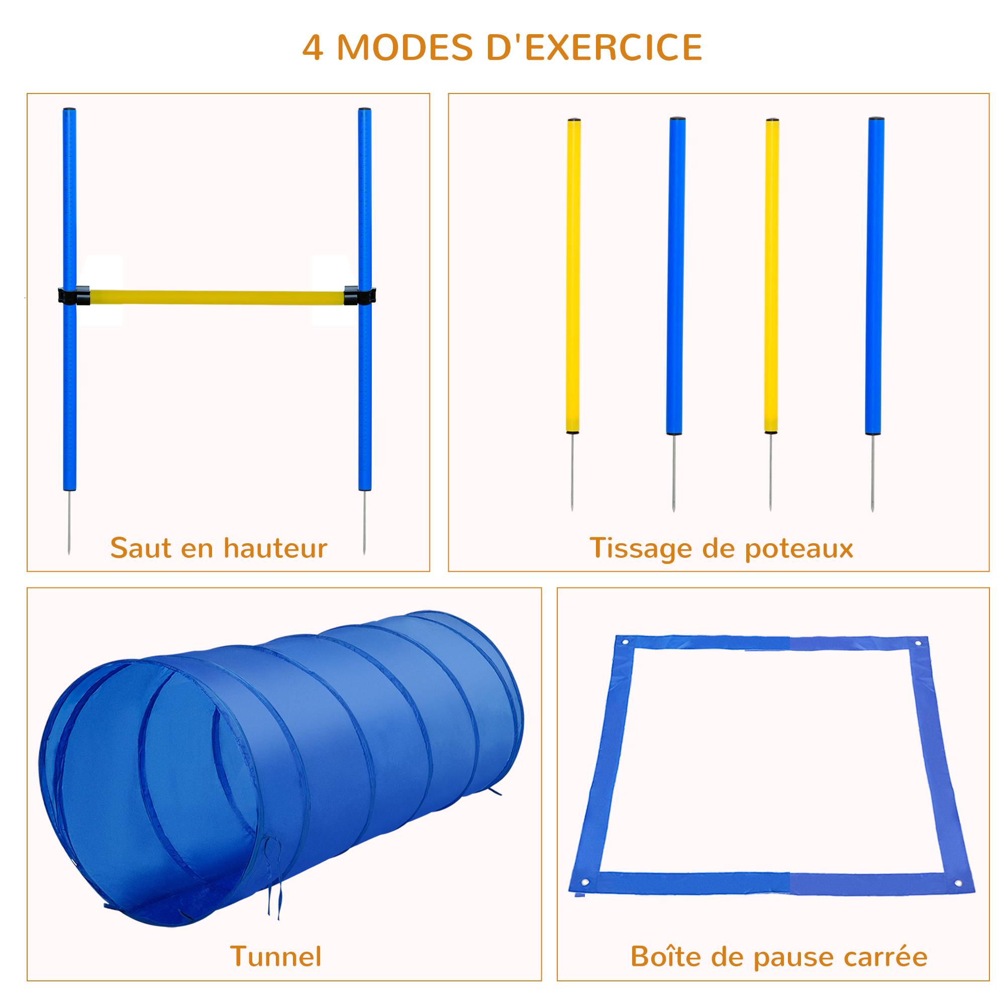 Kit d'agility pour chien polyester bleu jaune 148 x 60 x 60 cm - PANGIVO - Image 6
