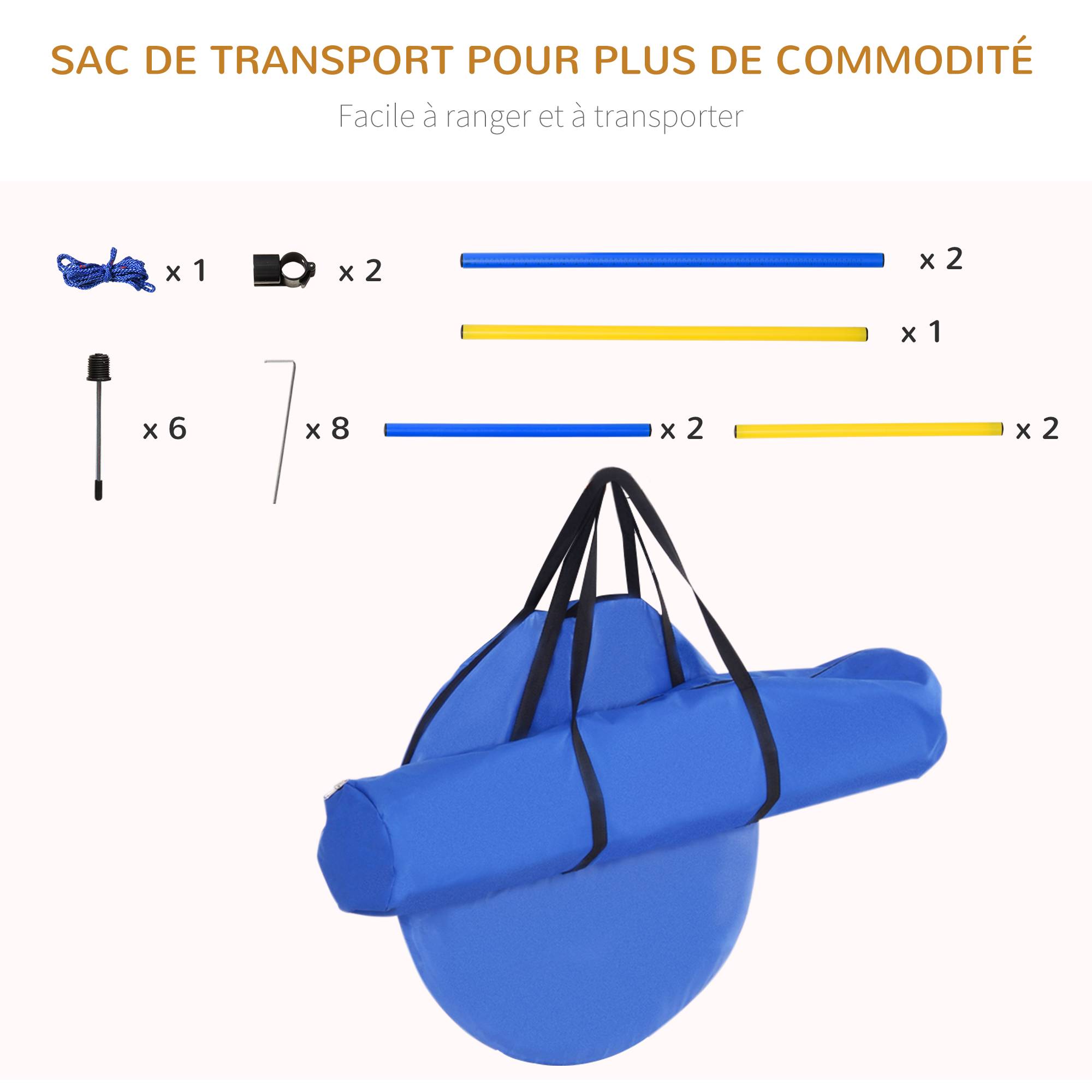 Kit d'agility pour chien polyester bleu jaune 148 x 60 x 60 cm - PANGIVO - Image 9