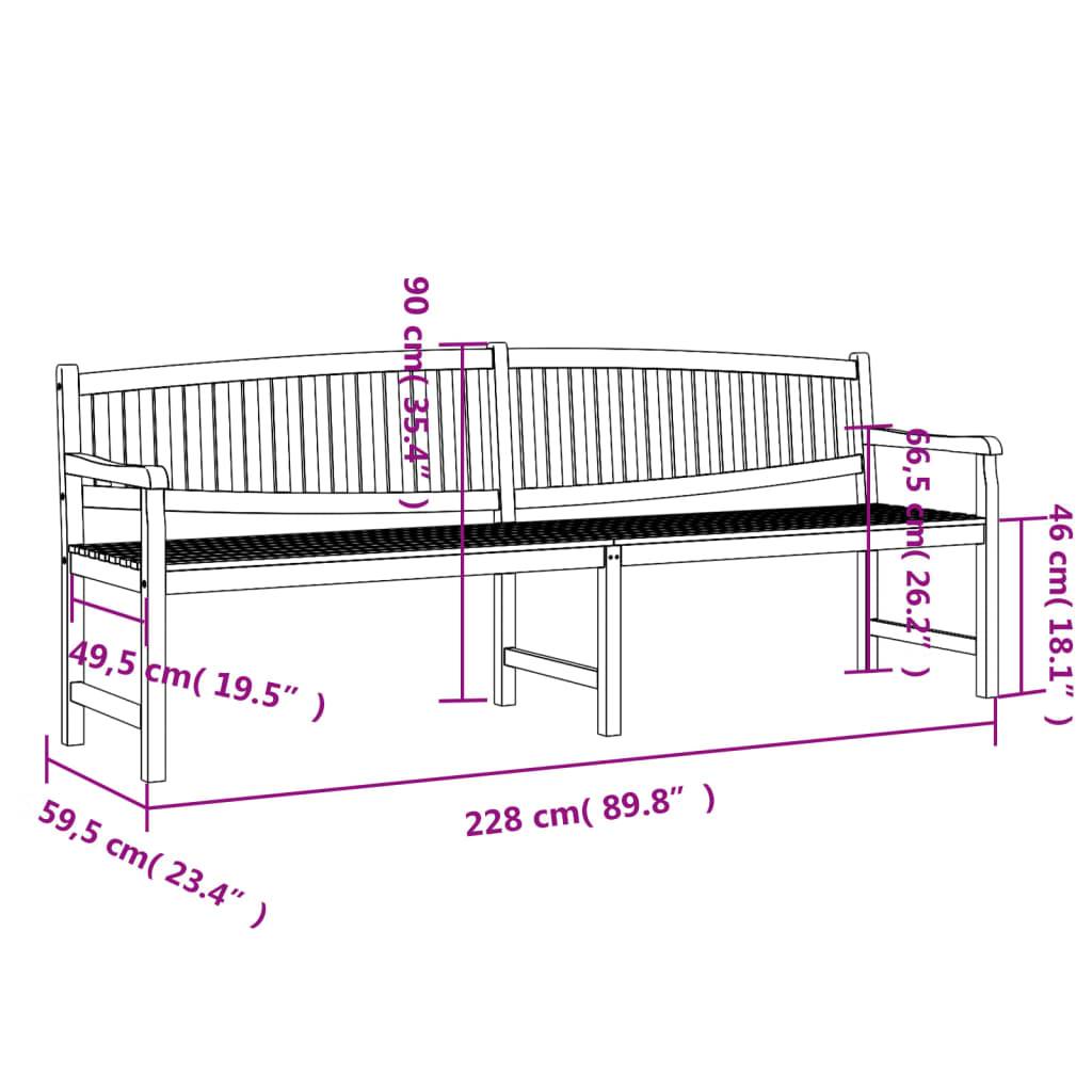 Maison Chic - Banc de jardin - Banc d'extérieur - Banquette 228x59,5x90 cm bois de teck solide - Imagen 6