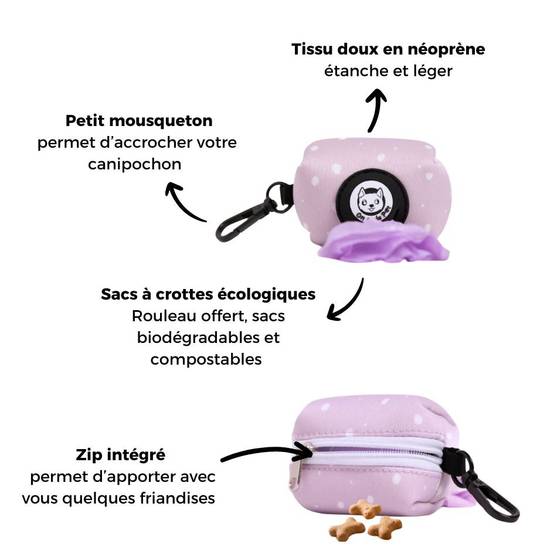 Distributeur de sacs à crottes (rouleau inclus) - Lilas – On se la Pet - Image 4