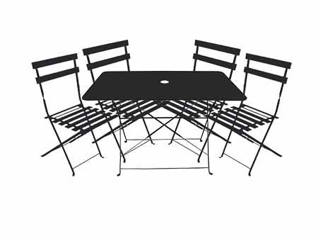 Chalet & Jardin - Ensemble repas Bistrot dépliant métal - Table + 4 Chaises - Noir Chalet & Jardin